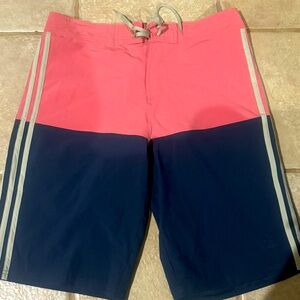 Adidas colorblock board shorts corral/navy waist size 34
